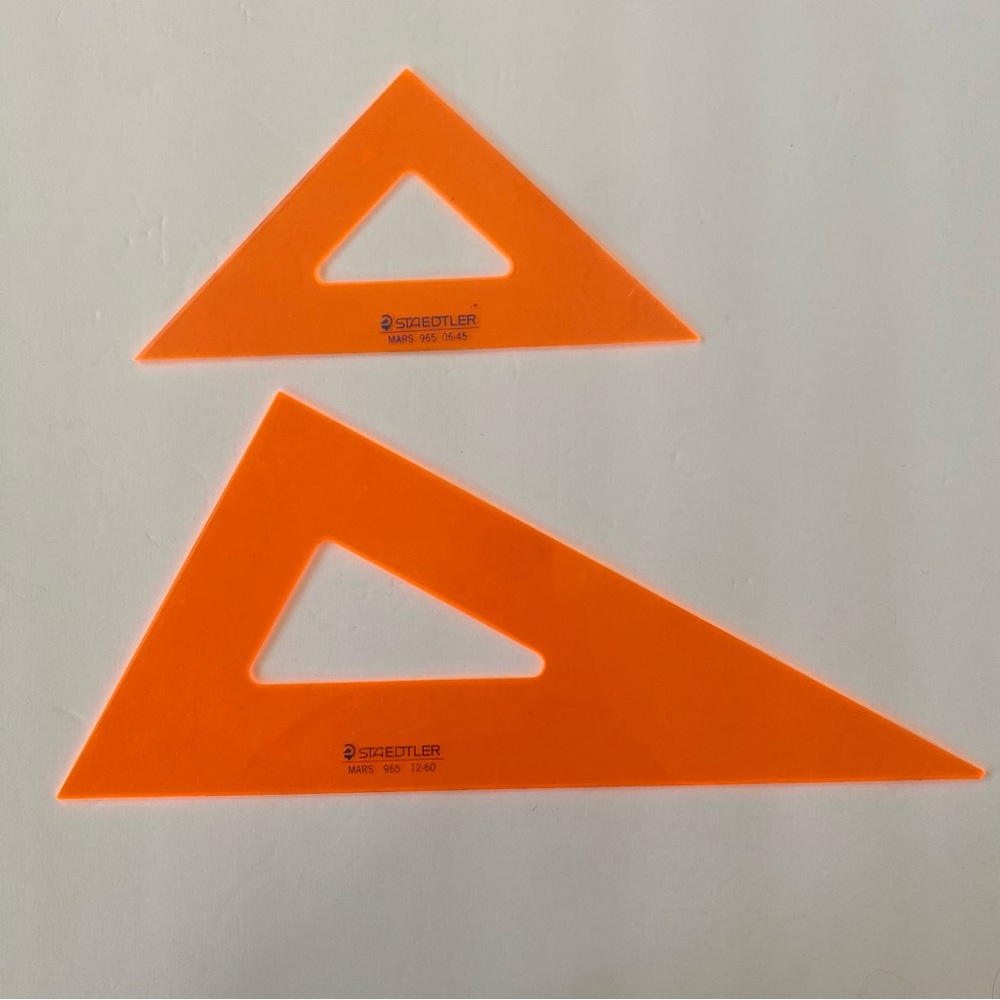 STAEDTLER Mars 965 12-60 & 06-45 Drafting Triangle Set Tools Architect Vintage